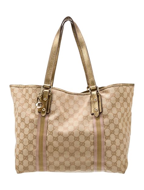 Gucci Gold Original GG Canvas Jolicoeur Tote Large 